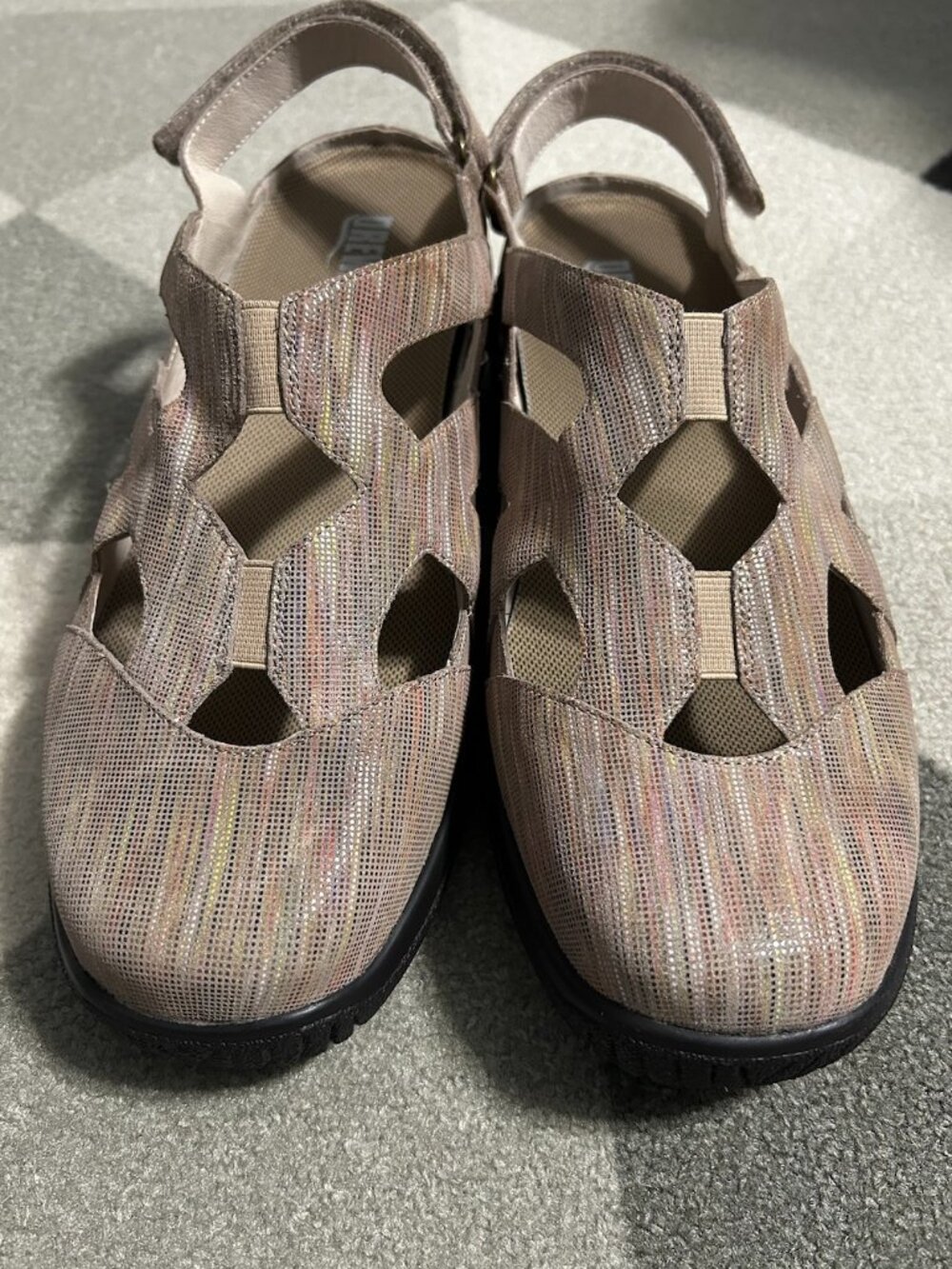 Drew Women's Smiles Shimmer Multi Comfortable Sandals Adjustable Strap Size 12WW